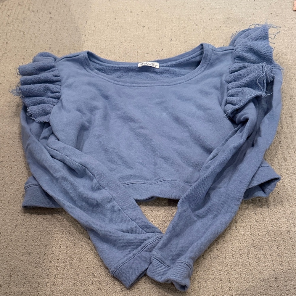 LoveShackFancy Blue Ruffled Sweatshirt